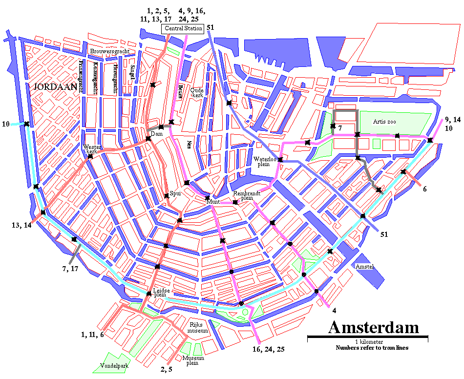 A map of Amsterdam Centre.