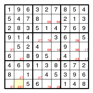 Sample starting state of a Sudoku board [5].