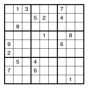 Sample starting state of a Sudoku board [5].