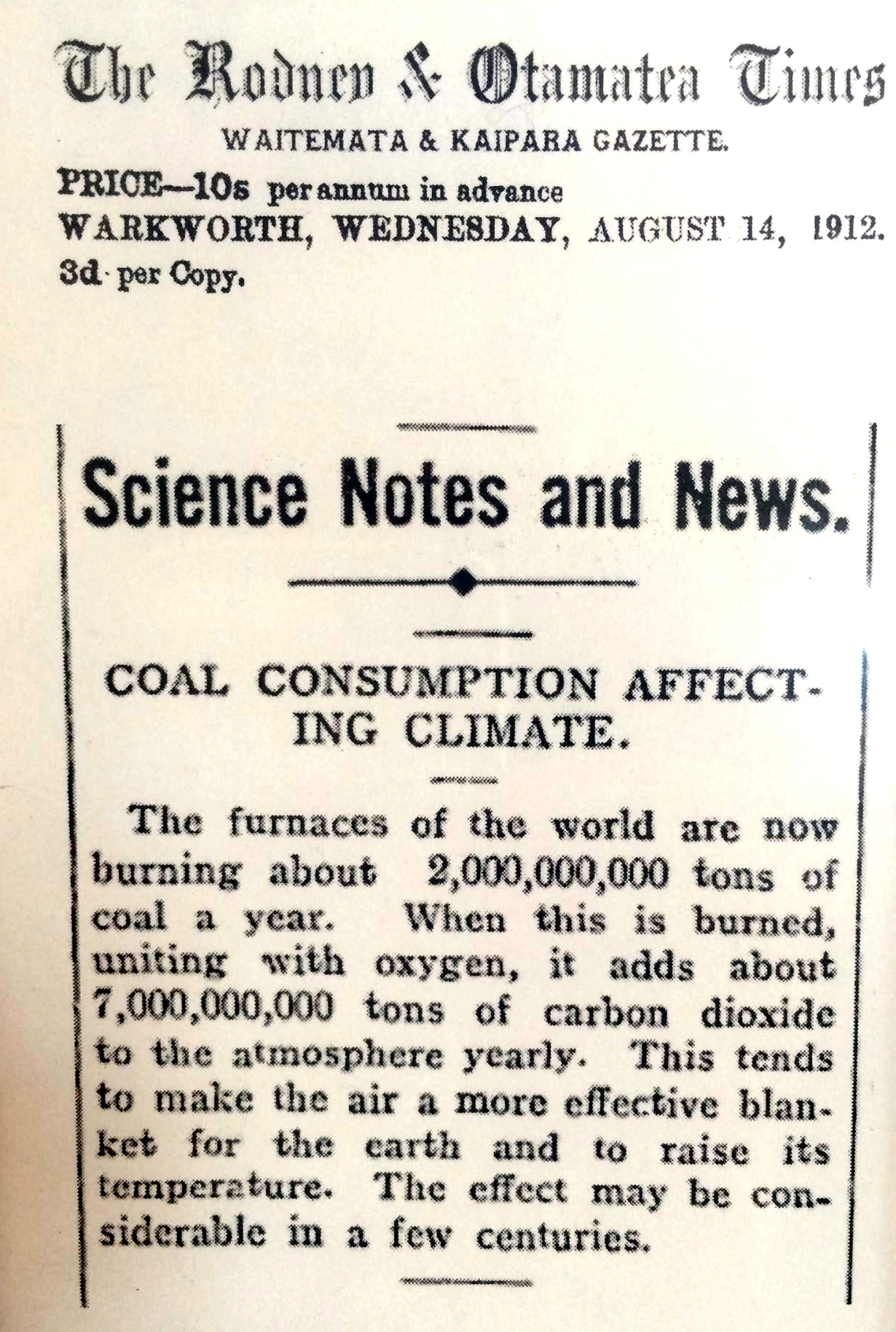 Climate warning 1912