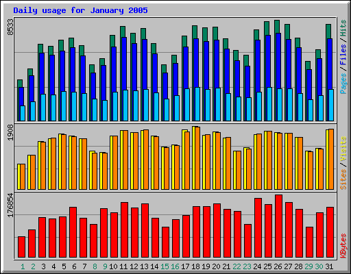Daily usage for January 2005