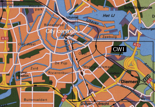 CWI in relation to the city centre